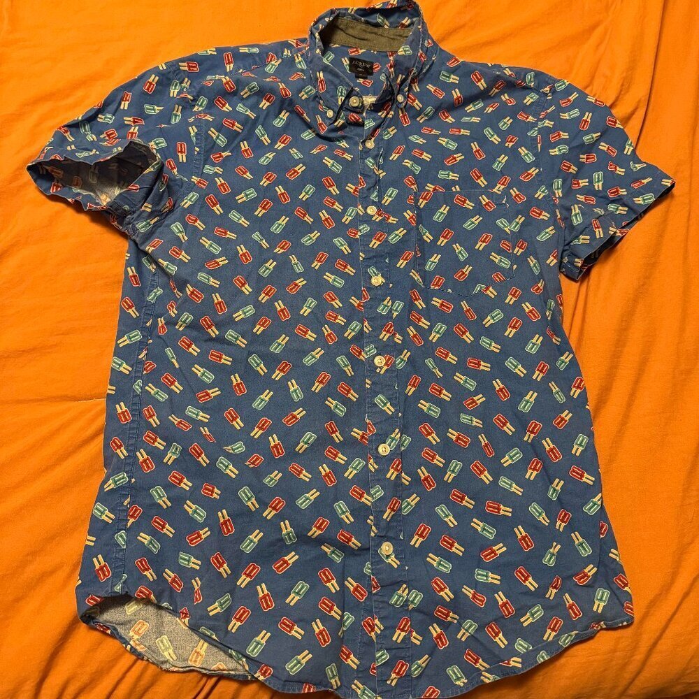 Men's Short Sleeve Popsicle J. Crew Button-up Size M